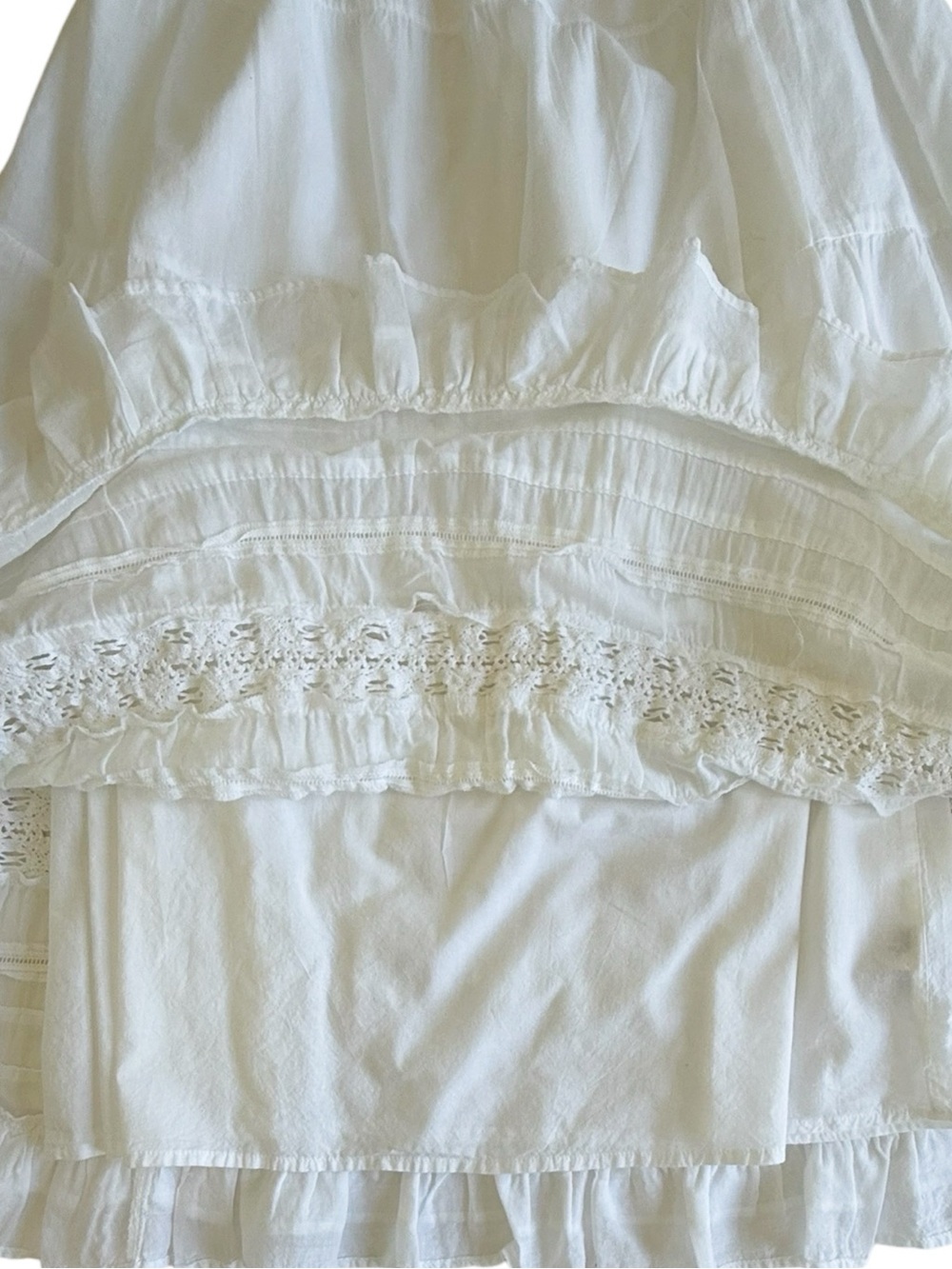 American Eagle White Cotton Midi Dress S Smocked Tiered Boho Prairie Cottagecore - Picture 12 of 13